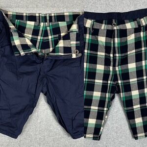 Petrol Industries Reversible Plaid Shorts Mens 36 Green Blue Casual Checkered